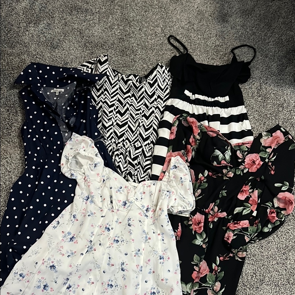 I’m Set of 5 Stylish Women's Dress Collection - Floral, Stripes, and Polka Dots